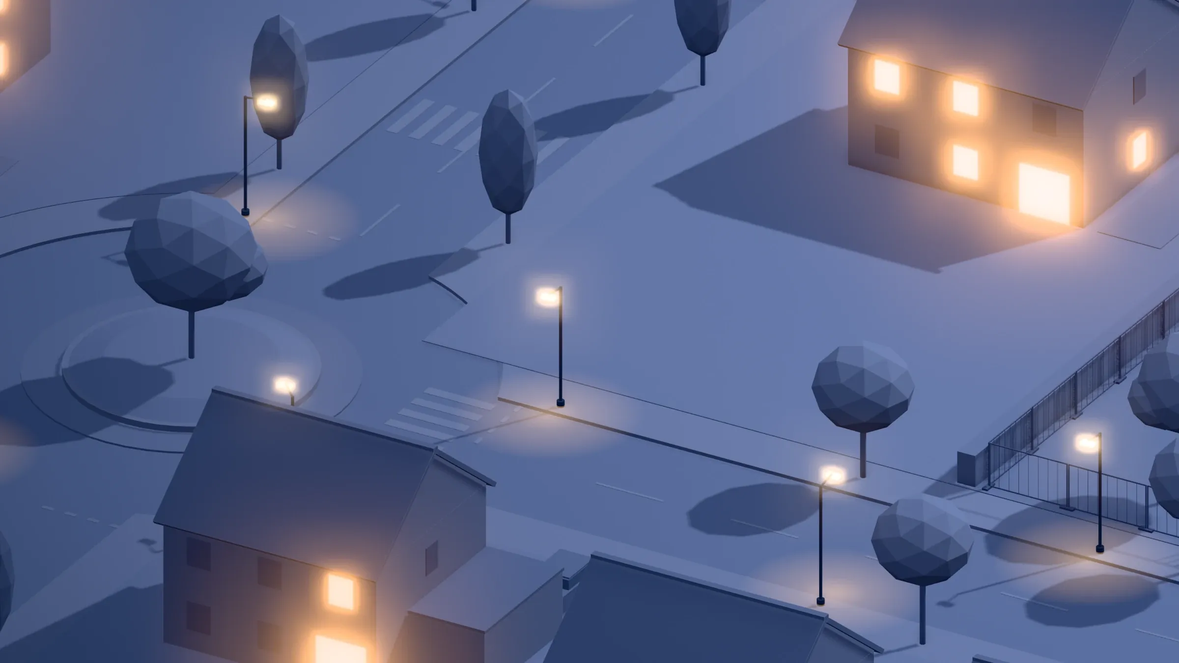 Fenêtres éclairées la nuit sur les maisons livrées.